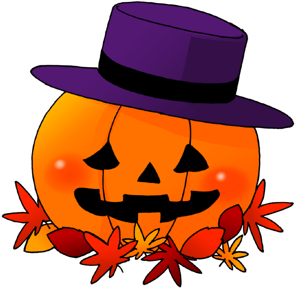 無料 ハロウィンイラストフリー素材 かぼちゃに帽子
