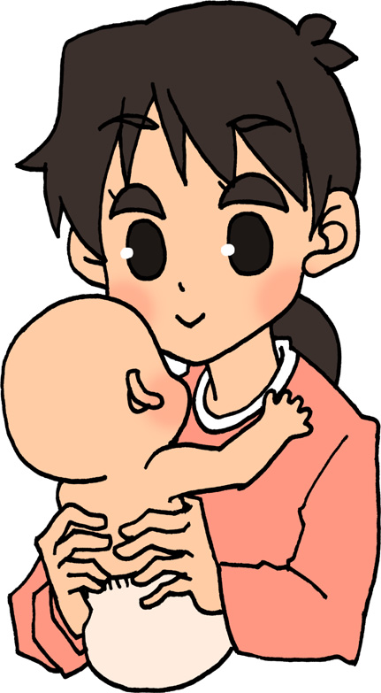 赤ちゃんを抱っこするお母さん 女性 のイラストフリー素材 家族 親子 母子