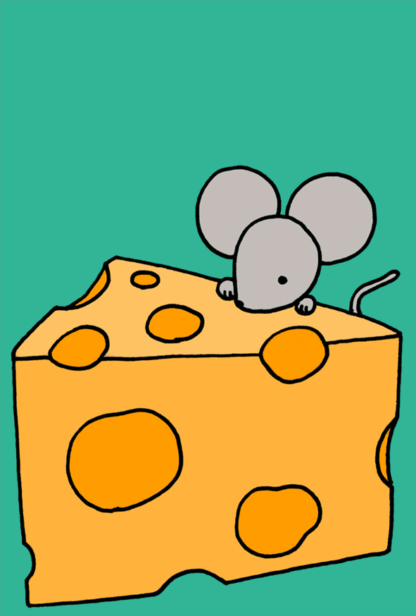 ネズミとチーズの子年年賀状イラスト フリー素材