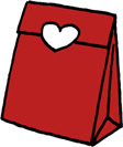 プレゼントバッグ（プレゼントボックス）袋のイラストフリー素材 赤