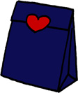 プレゼントバッグ（プレゼントボックス）袋のイラストフリー素材 紺色