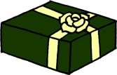 プレゼントボックスお花のリボンイラストフリー素材 緑