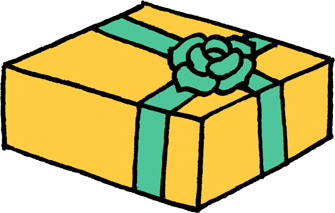 プレゼントボックスお花のリボンイラストフリー素材 黄色