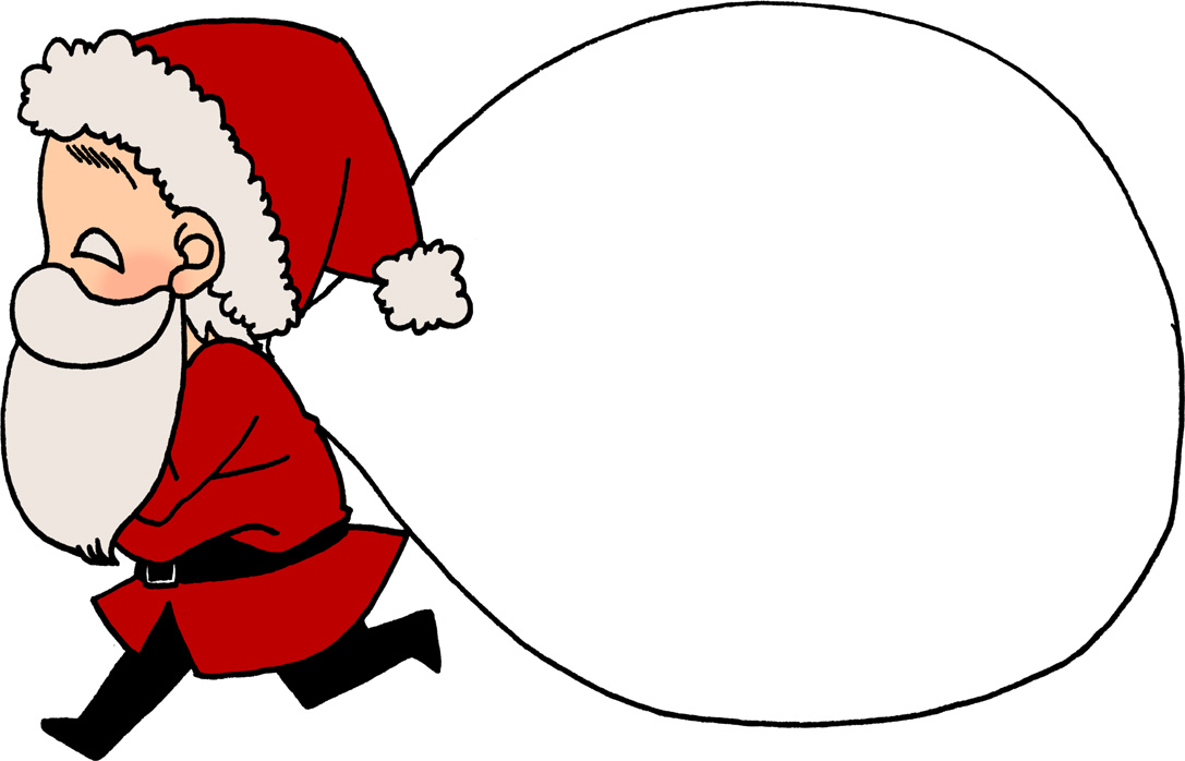 可愛いサンタクロースのイラストフリー素材 横向き クリスマス